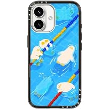 CASETiFY Compact iPhone 16 Case [Slim and Sleek/Compatible with Magsafe / 4 ft. 2X Military Grade Drop Protection] - Pool time - Clear Black