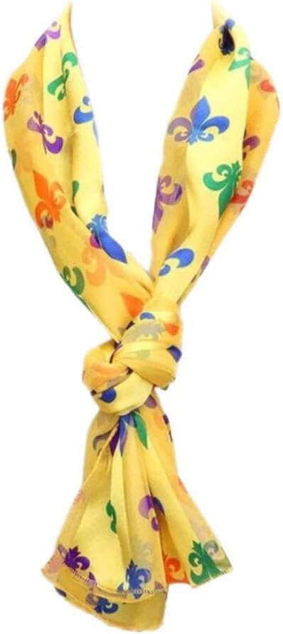 Mardi Gras Fleur de Lis Patterned Lightweight Scarf