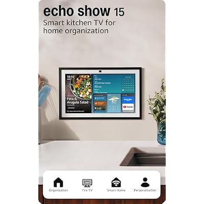 Amazon Echo Show 15 (newest model), Full HD 15.6" kitchen hub for home organization, with built-in Fire TV, Designed for Alexa+