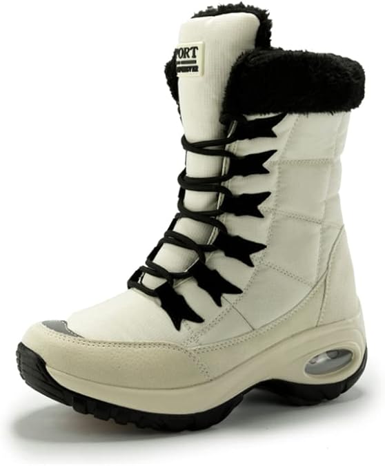 Maylrvjv Women's Snow Boots Winter Warm Waterproof Anti-Slip Lightweight Lace Up Boots Ladies Casual Outdoor Mid Calf Boots