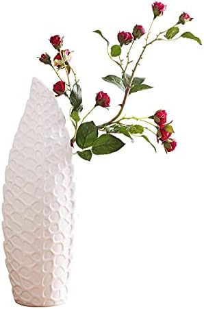 Modern Ceramic Vase with Abstract Pattern, Large White Ceramic Vase for Living Room Home Decor, Artistic Flower Vase for TV Console & Dining Table, Crate and Barrel Style Vases & Planters-Small