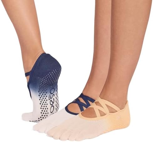 toesox Elle Full Toe Multi Pack Grip Non-Slip Toe Socks for Pilates Barre Yoga
