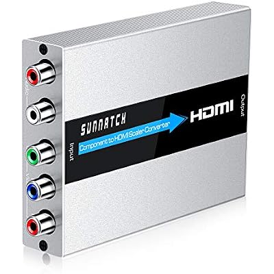 Component to HDMI Converter with Scaler Function, RGB to HDMI, 5RCA YPbPr to HDMI Converter Adapter, Component in HDMI Out Converter1080P, Aluminum