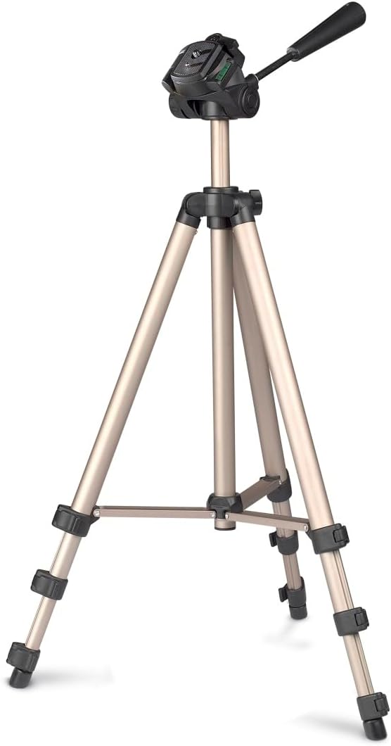 Hama "Star 75" Tripod | Light Tripod with 42.5-125cm Height | 3 Way Head | 1/4" Connection for DSLR and System Cameras | With Carrying Case | Champagne