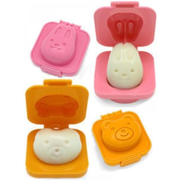 Jerliflyer 8pcs Square hard boiled egg mold,non stick silicone cartoon cute sushi rice ball mold, DIY bento cooking accessories for customized kids food