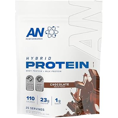 an Performance Whey Protein Hybrid Powder | Whey & Milk Isolate | 23g Protein, 1g Sugar | Gluten-Free, Low Carb, Low Fat | Workout Supplement for Men & Women | Vanilla | 25 Servings