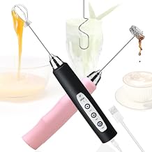 Milk Frother Rechargeable Handheld (Pink+Black)