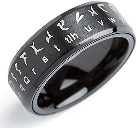 Klingon Language Translator Ring Black Size 10