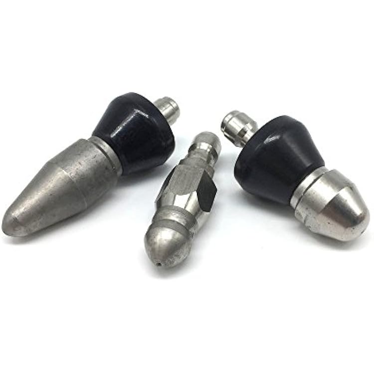 YOKING Sewer Jetting Nozzle for High Pressure Washer, YK-TB13, 14QD, 4000 PSI, 3 Model in One Package, Stainless Steel