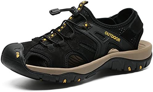 Men's Leather Sandals Closed-Toe Casual Sport Athletic Trail Walking Shoes for Men