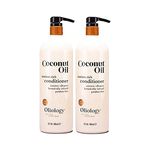 Oliology Coconut Oil Conditioner - Natural Coconut Oil Conditioner Helps Restore Damaged, Lifeless Hair | Provides Intense Shine | Restores Lost Moisture | & Paraben Free 32 oz2 Pack