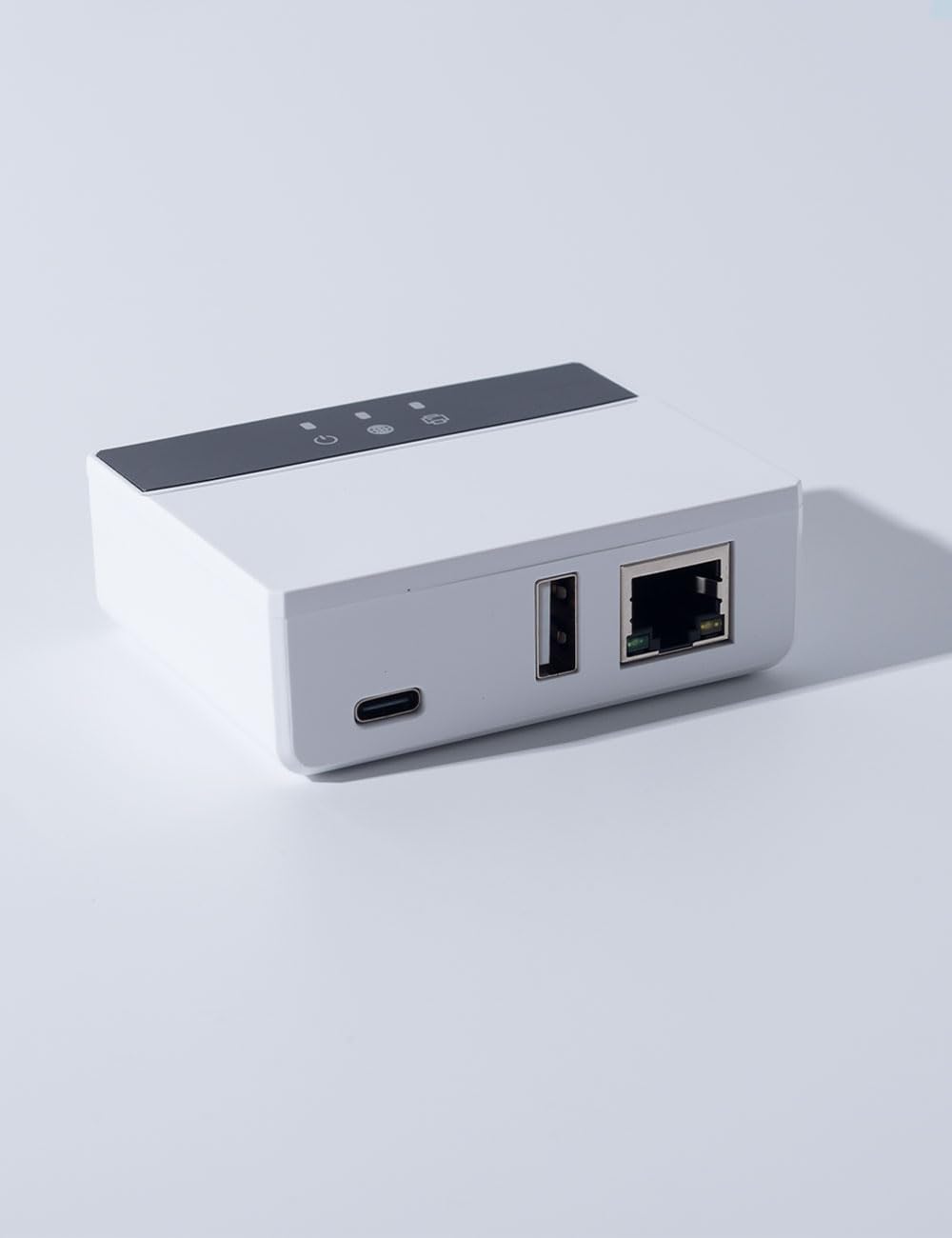 WiFi Bluetooth Cloud Print Server for USB Printers | Supports Windows, Mac, Linux, Android, IOS and Harmony OS | Remote Printing | Dual Band WiFi 2.4/5GHz | Bluetooth 5.2