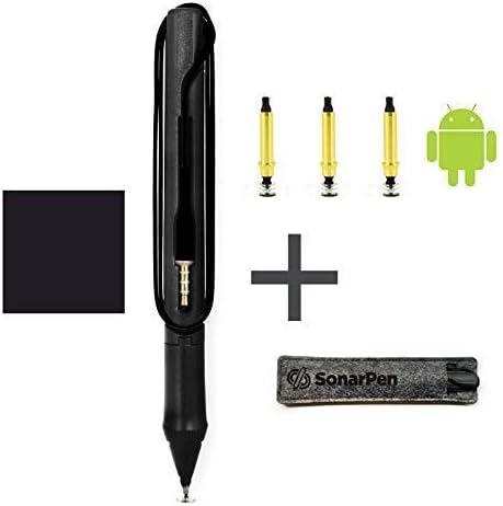 SonarPen - Pressure Sensitive Smart Stylus Pen Bundle w Replacement Nibset Optimized 4 Android & SonarPen Pocket Carrier. Compatible with Apple iPad/iPhone/Android/Nintendo Switch/Chromebook (Black)