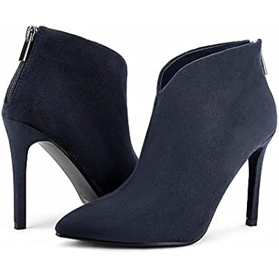 Greatonu Womens High Heel Boots Sexy Stiletto V Shape Pointy Toe Ankle Booties