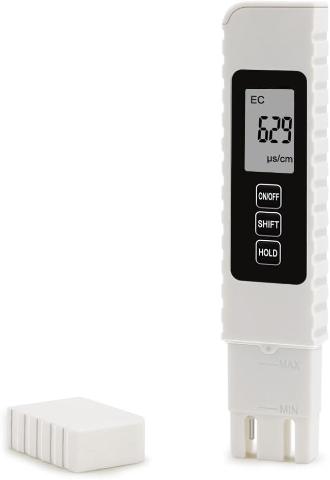 TDS Water Quality Inspection Pen, 3-in-1TDS EC Meter, Digital Water Quality Meter, High Accuracy, Measuring Range 0-9990μScm 0-9990ppm, Automatic Temperature Correction, 0.1-80℃ Water Temperature