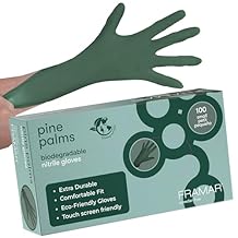 FRAMAR Green Gloves Disposable Latex Free Powder Free Nitrile Gloves Small, Disposable Rubber Glove Small Nitrile Biodegradable Glove 100 Pk