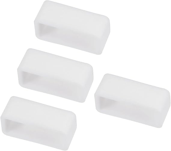 4pcs Watch Band Loop - [16mm Width] Rubber Watch Holder for Watch Band Keeper Repair Replacement Use, White, Silicone