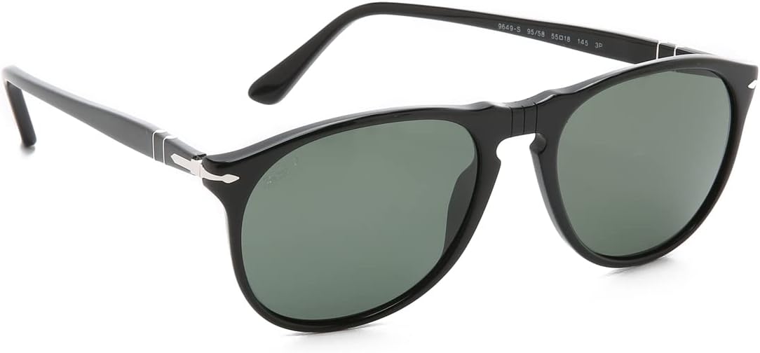 Persol Mens Sunglasses PO9649S 55 BlackGreen Acetate - Polarized - 55mm