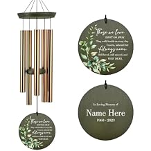 Memorial Wind Chimes, Personalized with Name & Date Keepsake, Sympathy Gifts Wind Chime for Loss of Loved One, 36inch Funeral Windchime Outside, in Loving Memory of Mom/Dad