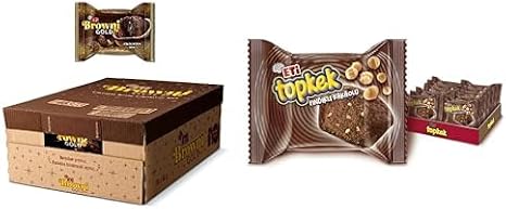 Eti Browni Gold Chocolate Sauce Cake 45 g x 24 Pieces and Eti Topkek Hazelnut Cocoa Cake 35 g x 24 Pieces