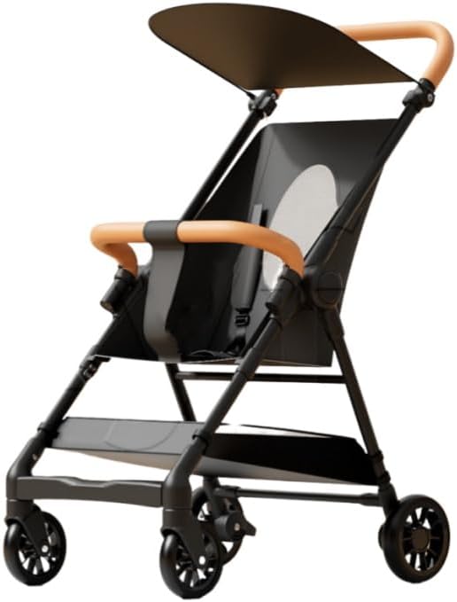 Baby Stroller, Stroller for Outings, Maximum Load Capacity 110.2 lbs 50 kg, Foldable, Lightweight, Compact, Freestanding, Perfect for Newborns, Baby Shower Gift Black  Bottom Storage