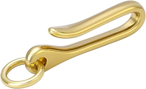PH PandaHall 1Pc Fish Hook Keychain, 2.4 inch Solid U Shape Key Hook Shanckle Clasps with 1Pc Jump Ring Key Chain Clip for Car Key Wallet Purse Belt Backpack Accessory, Golden