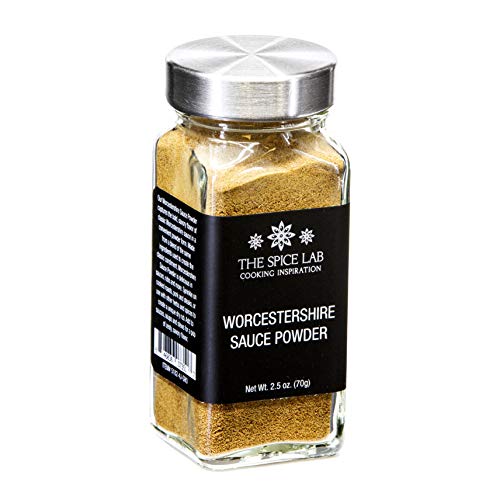 The Spice Lab Worcestershire Powder - Made from Real Worcestershire Sauce Powder - 2.5 oz. - Chefs Secret Ingredient Used on Meats for Umami Powder Flavor - Kosher Gluten Free - French Jar