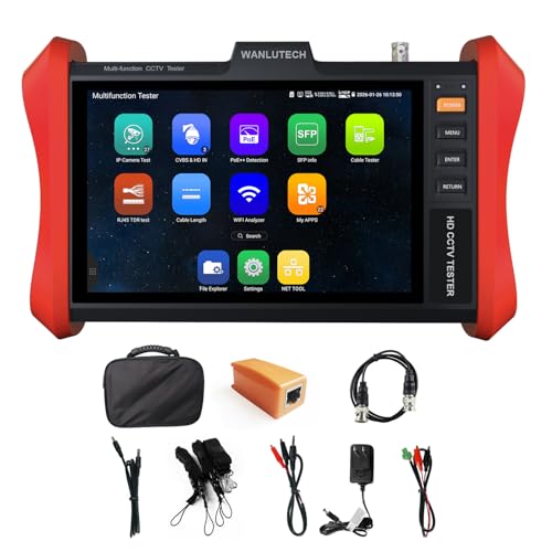 4K 12MP IP Camera Tester, WANLUTECH IPC Tester 90W PoE Power Output 8 Touchscreen CCTV Test SFP Optical Fiber Module Port RJ45 Cable TDR Test HDMI VGA Input WiFi Network Tools E88