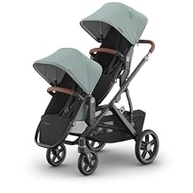 UPPAbaby Vista V3 Stroller + RumbleSeat V3 - Convertible Single-to-Double Stroller System - Toddler Seat, RumbleSeat Accessory, Adapters Included - Kenzi (Mystic Aqua/Carbon Frame/Saddle Leather)