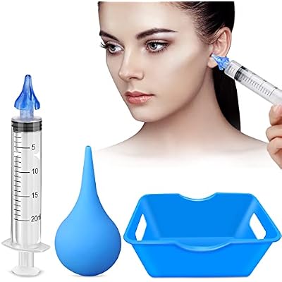 Ear Flushes Tool Includes Rubber Bulb Syringe and Ear Wash Basin Flushes Excess Soft Earwax Removal Kit Ear Cleaning Tool Set for Adults Human