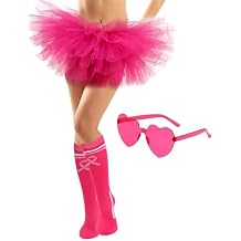 3Pcs Costume Accessories for Women with Adult Tutu Socks Heart Glass Awareness Breast Cancer Gifts for Woman