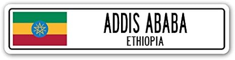 Addis Ababa, Ethiopia Street Sign Ethiopian Flag City Country Road Wall Gift