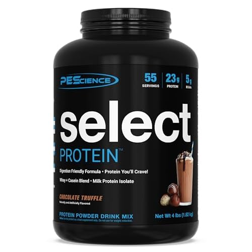 PEScience Select Protein Powder, Whey and Casein Blend, Lean Protein Powder for Men and Women, Low Calorie, Low Carb, Keto Friendly, Gluten Free, Chocolate Truffle - 55 Servings