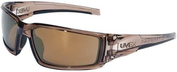 Honeywell Uvex Hypershock Safety Glasses, Brown Frame with Gold Mirror Lens & Anti-Scratch Hardcoat (S2964) 5.6 x 1.7 inch