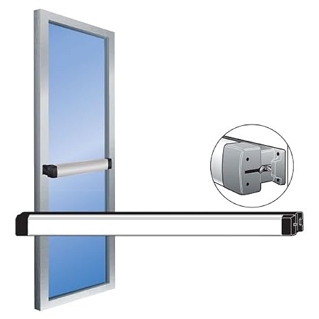 Pacific Doorware Panic Exit Device - Narrow Stile 8800 Rim Type Aluminum with Star Wheel Half Turn Hex Dogging, Medium Duty, 36" Door Size