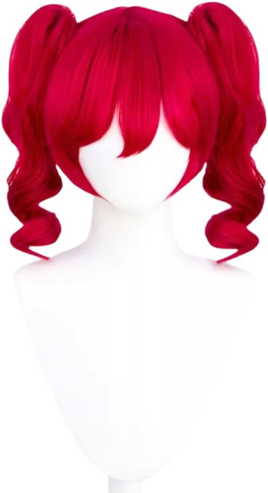 Meserizer Kasane Teto Cosplay Wig, Blue and Red Double Ponytail, Halloween Carnival Party (Red)