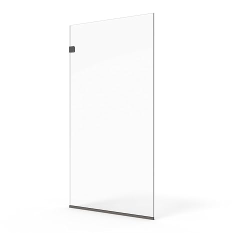 Fab Glass and Mirror 24x72 Frameless Shower Panel - 3/8" Thick Tempered Safety Glass - Fixed Bathroom Partition - Oil Rubbed Bronze Finish - Contemporary Design