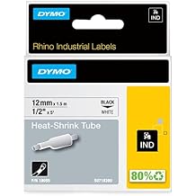 DYMO Rhino Industrial Heat-Shrink Labels 1/2" Tube Black Print on White