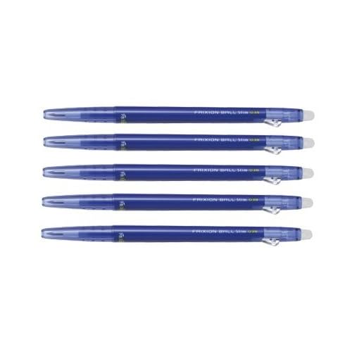 Pilot FriXion Ball Slim 038 Retractable Erasable Gel Ink Pen, Extra Fine Point, 0.38mm, Blue Ink, LFBS-18UF-L, Value Set of 5