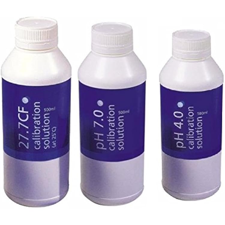 Bluelab Calibration Solution pH 4.0, 7.0 and 2.77 EC Conductivity Solution, 500 ml Each