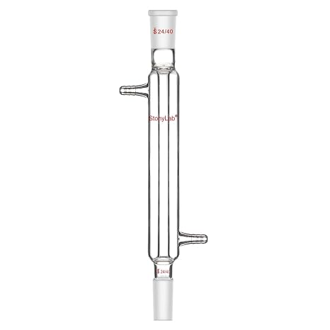 StonyLab Borosilicate Glass Liebig Condenser with 24/40 Joint 200 mm Jacket Length Lab Glass Condenser