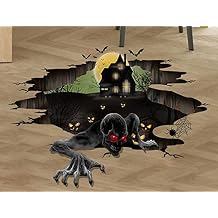 3D Halloween Floor Ceiling Stickers,Creative Horror Ghost Wall Stickers,Scary Skeleton Zombie Ancient Castle Wall Decals, Removable Halloween Decoration Wall Art for Home Office Party Decors