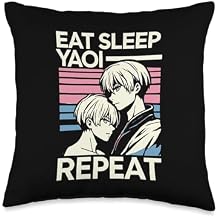 Eat Sleep Yaoi Repeat Gay Anime Throw Pillow