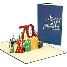 Pop Up 3D Greeting Card, Birthday, Party Invitation, Congratulations, Best Wishes, 70th Birthday, N25