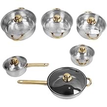 Home Kitchen Cookware Sets, Stainless Steel Ceramic Cookware Set, Pots and Pans Set (Gold Handle)