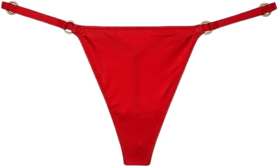 Victoria's Secret V-String Thong Panty Red Gold Ring Smooth Women's New