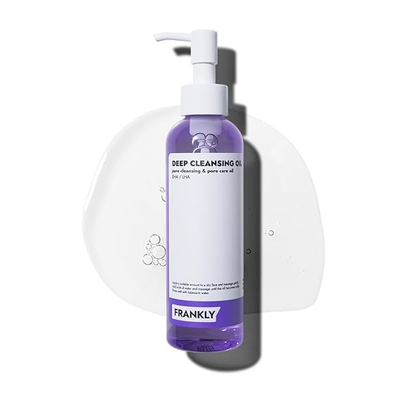 FRANKLY Pore Cleansing Oil | Oil Cleanser for Face | Deep Makeup Remover & Blackhead Cleanser with BHA, LHA, Amino Acids & Hyaluronic Acid | All Skin Types, Korean Skin Care | 6.8 fl oz
