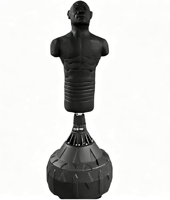 Freestanding Adjustable Boxing Dummy, 160-180cm Tall Rubber/Leather Human-Shaped Punching Bag for MMA, Kickboxing & Home Combat Training