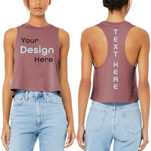 Custom Tank Top - Personalized Womens Racerback Cropped Tank - Design Your Own Text, Logo, or Graphic. Quick-Dry Lightweight Performance Shirt