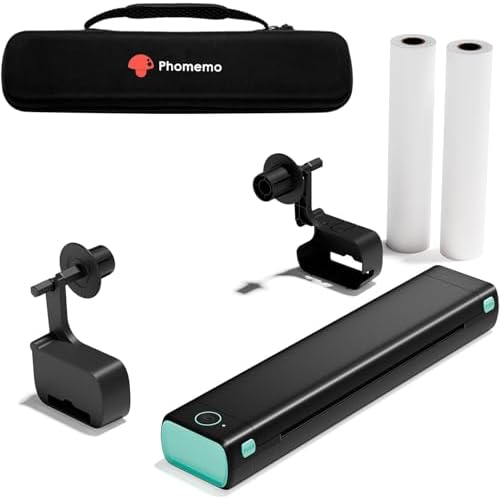 Phomemo M08F Portable Thermal Printer & Holder & 2 Rolls US Letter 8.5x11 Thermal Paper